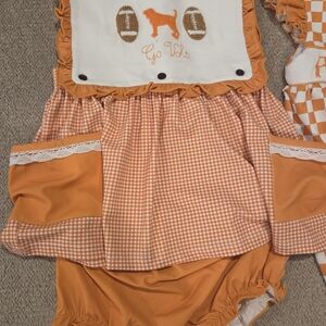 Orange Gingham Baby Outfit with Football Bib